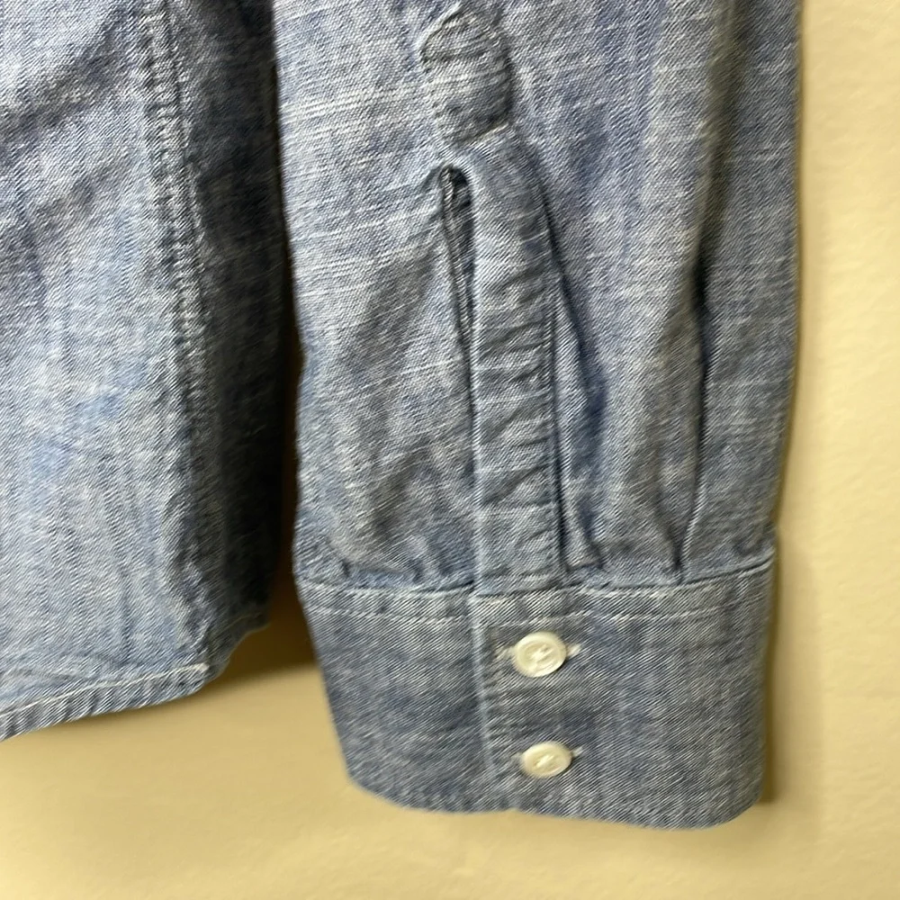 J Crew Factory Button Down Shirt Prep School Roll Tab Sleeves Cotton Preppy Med - Picture 5 of 9